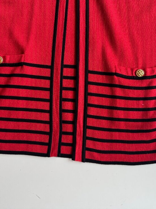 Vintage 00's MEDICI by Gill Harvey Red Acrylic Wool Knit Long Cardigan, Size 14 - Picture 11 of 13